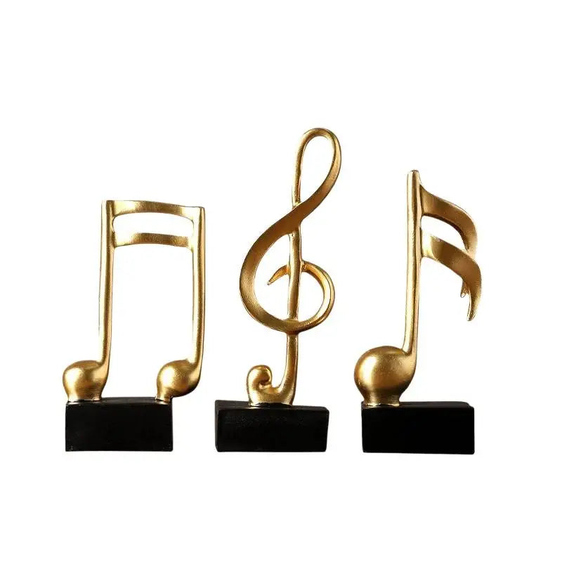 Gold Music Note Resin Figurine | Modern Desk & Home Décor Resin Figurine Sculpture Nixie