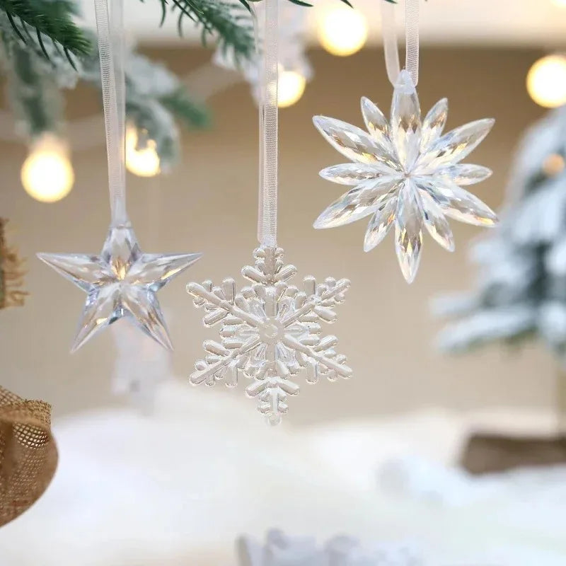 10-Pack Clear Acrylic Snowflake Christmas Ornaments | Xmas Decor Christmas Ornaments Nixie