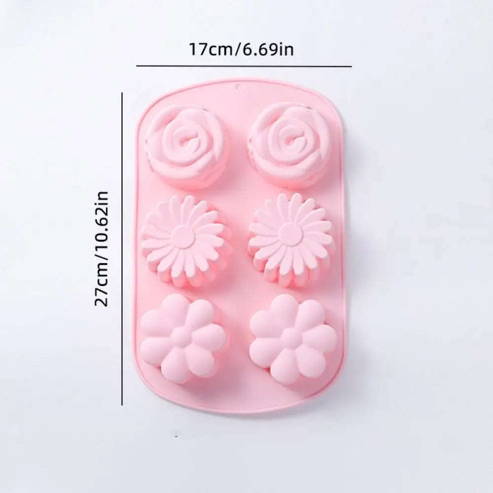 6-Cavity Flower Silicone Mold for Soap, Chocolate & Pudding Silicone Baking Mold Nixie