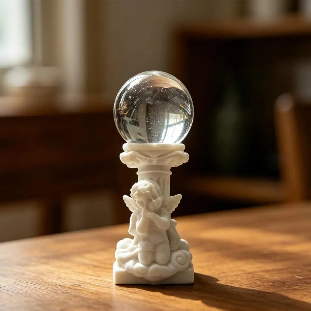 Crystal Ball Stand Resin Ornament – Roman Column Angel Base Decorative Display Stand Nixie