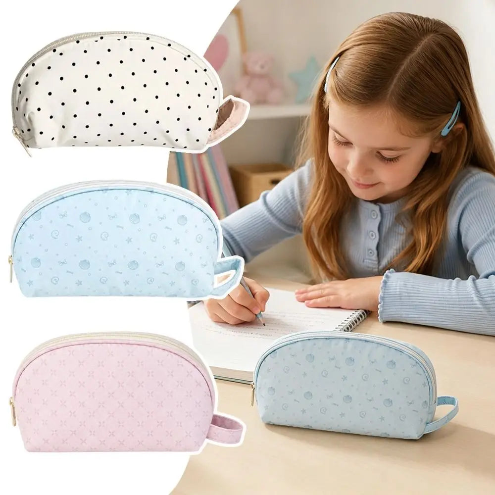 Shell Polka Dot Pencil Case – Large Canvas Pouch for Students Pencil Case Nixie