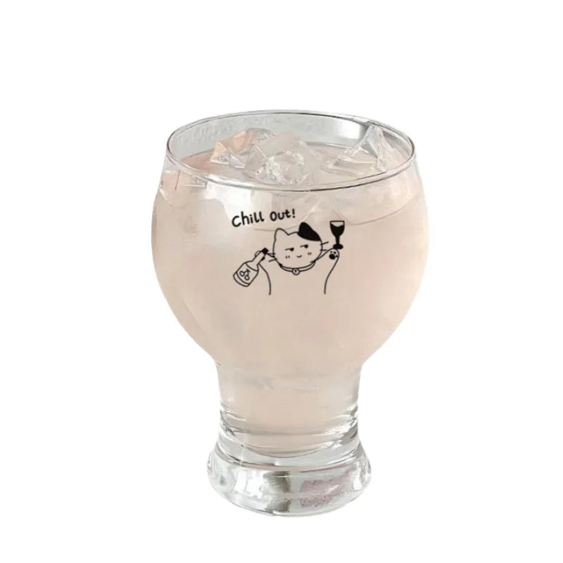 Cartoon High-Footed Glass Cup 420ml – Beer & Juice Glasses Decorative Glass Cup Nixie A 401-500ml