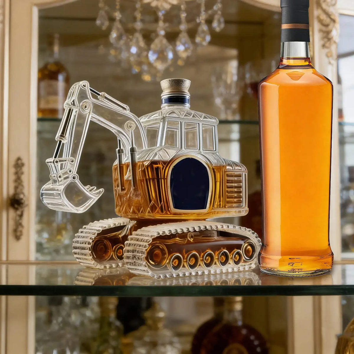 Excavator Shaped Whiskey Decanter | Novelty Glass Liquor Bottle Whiskey Decanter Nixie