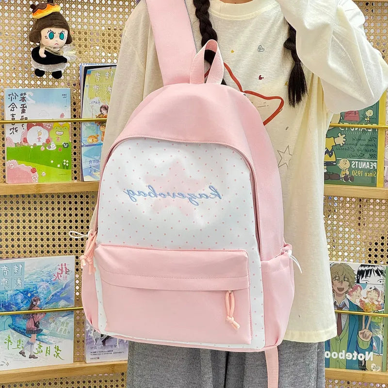 Korean Polka Dot School Backpack for Teen Girls | 20–35L Girls School Backpack Nixie