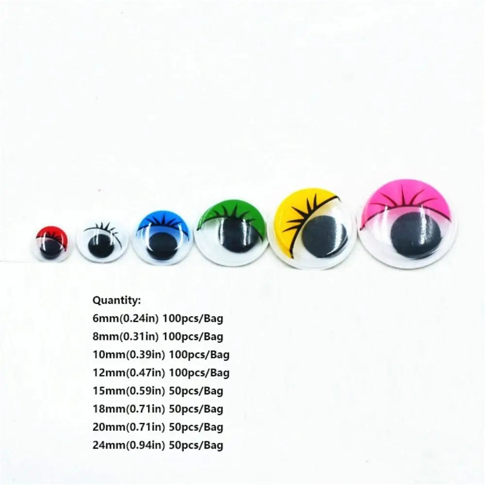 3D Wiggling Doll Eyes with Eyelashes | 50/100pcs DIY Craft Doll Craft Eyes Nixie