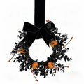 9-Inch Black Halloween Pumpkin Wreath with Velvet Bow Halloween Wreath Nixie 1pc China