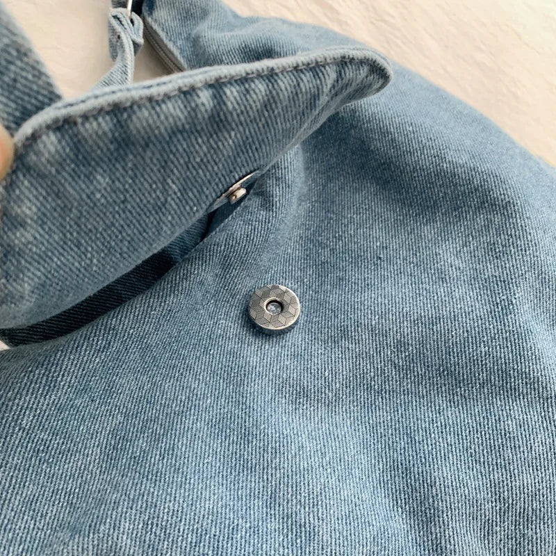 Large Embroidery Denim Crossbody Shoulder Bag for Women Denim Crossbody Bag Nixie