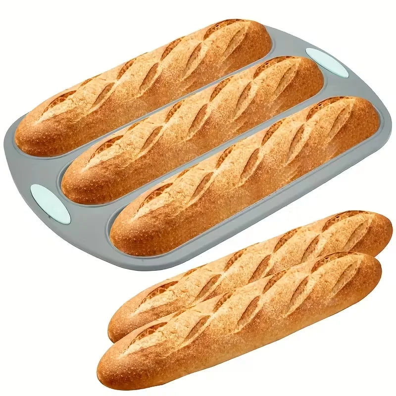 3-Cavity Silicone Bread Pan – Non-Stick Heat-Resistant Loaf Mold Silicone Bread Pan Nixie