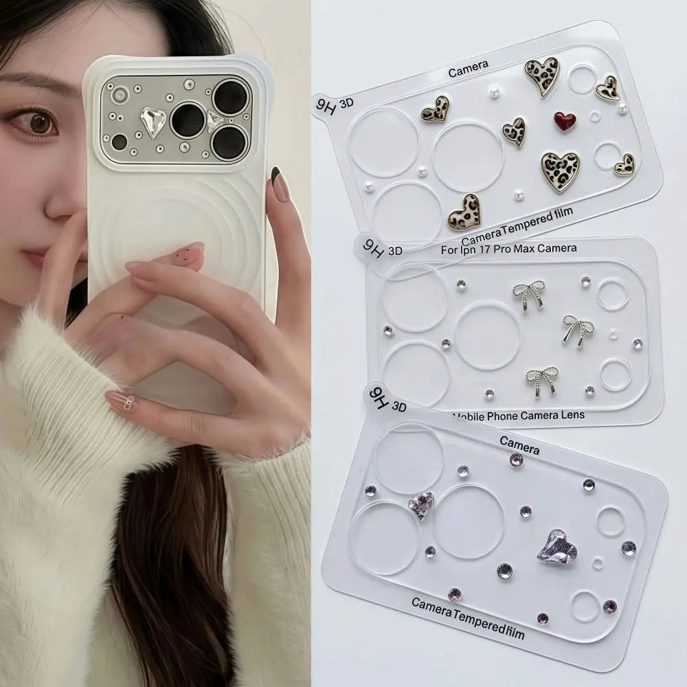 Diamond 3D Heart Camera Lens Protector – iPhone 17 Pro Max Camera Lens Protector Nixie