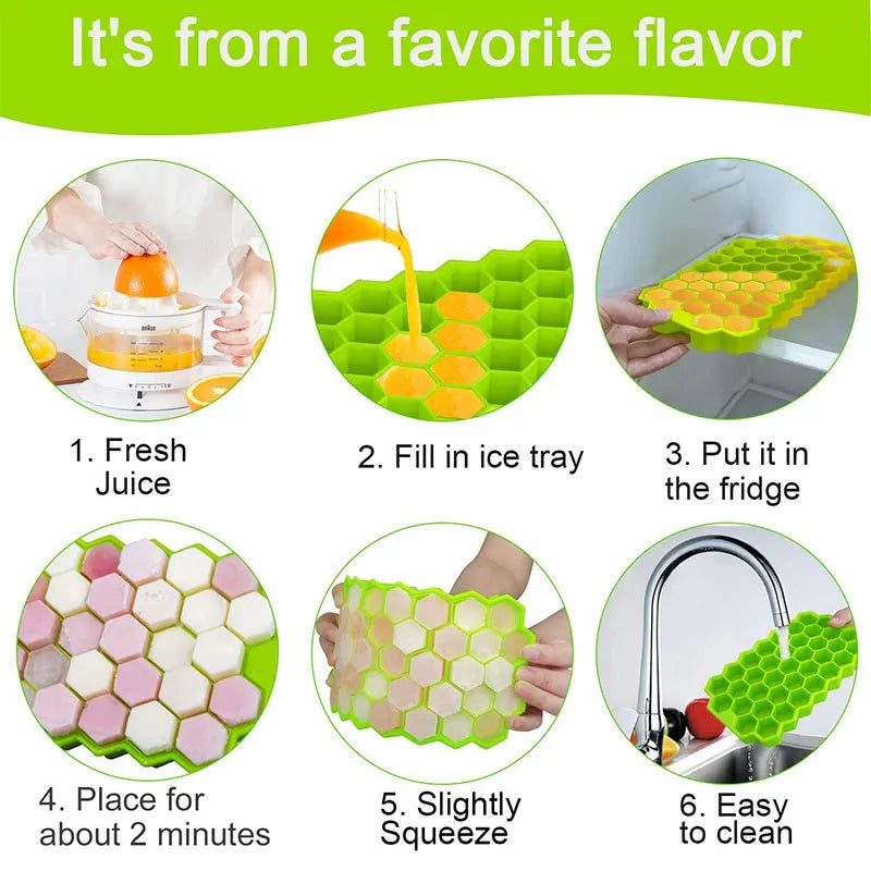 Silicone Ice Cube Tray 37-Cube BPA Free with Lid | Food Grade Silicone Ice Tray Nixie