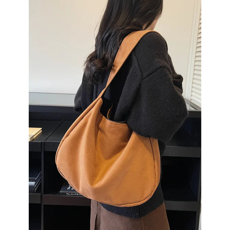 Women's Faux Suede Shoulder Bag – Casual Dumpling Underarm Bag Shoulder Handbag Nixie