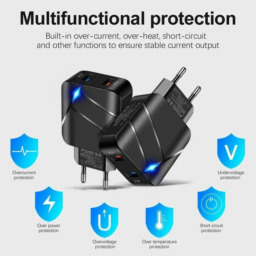 Dual USB-C 28W Fast Charging Travel Wall Charger – US & EU USB-C Wall Charger Nixie