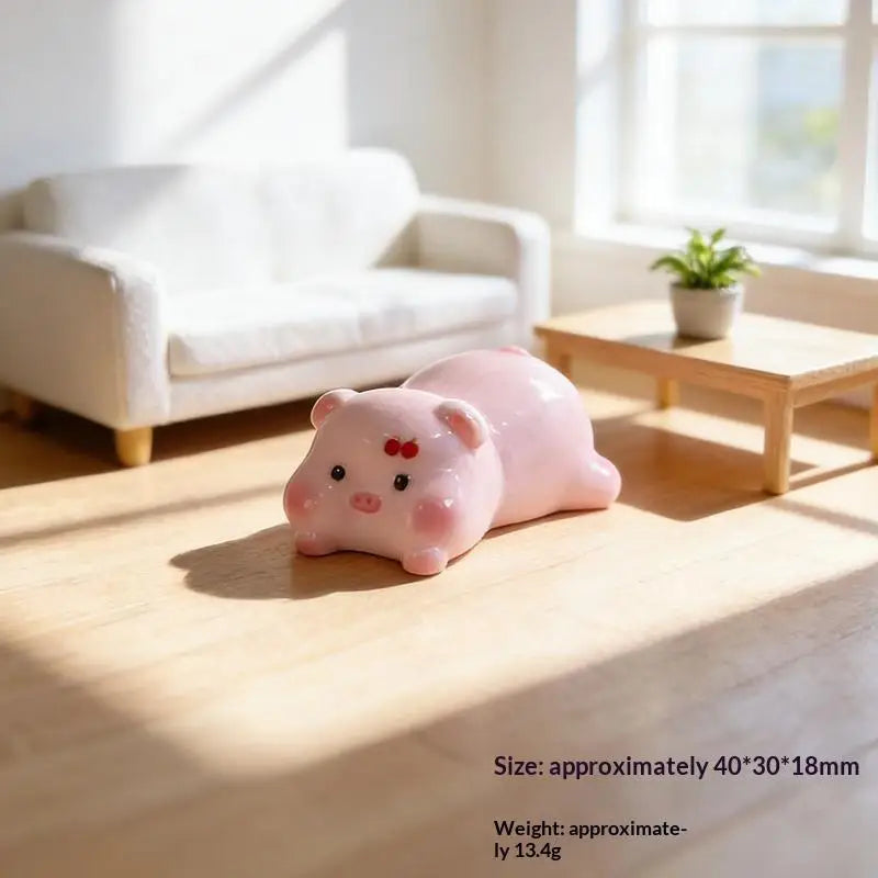 Cute Mini Pink Pig Figurine – Desk & Car Dashboard Ornament Mini Resin Figurine Nixie A5