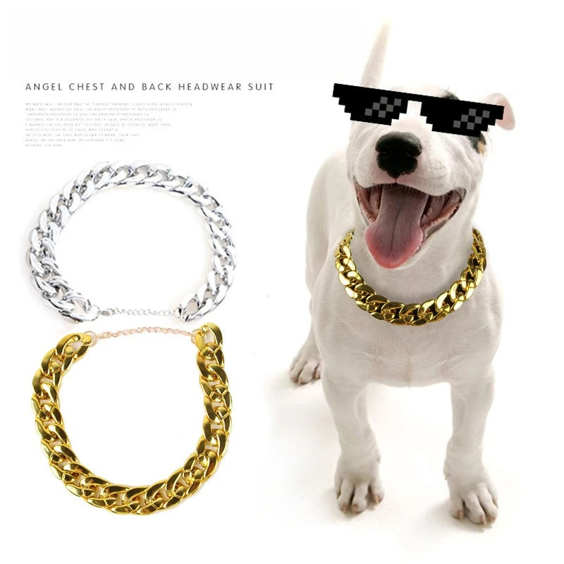 Hip Hop Dog Gold Chain Collar Necklace for Small & Medium Dogs Dog Collar Necklace Nixie