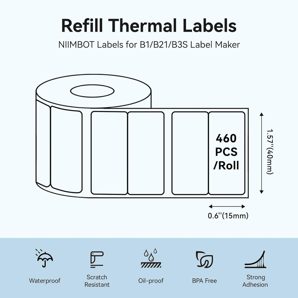 Niimbot Thermal Label Paper Round White 20-50mm | B1 B21 B203 Thermal Label Paper Nixie