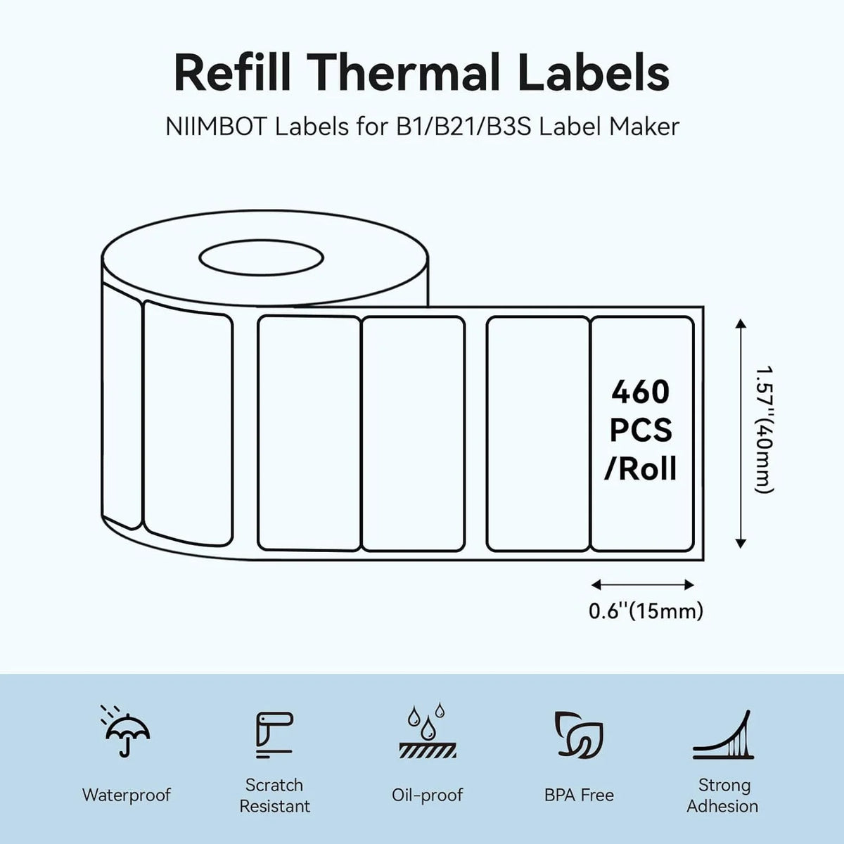 Niimbot Thermal Label Paper Round White 20-50mm | B1 B21 B203 Thermal Label Paper Nixie
