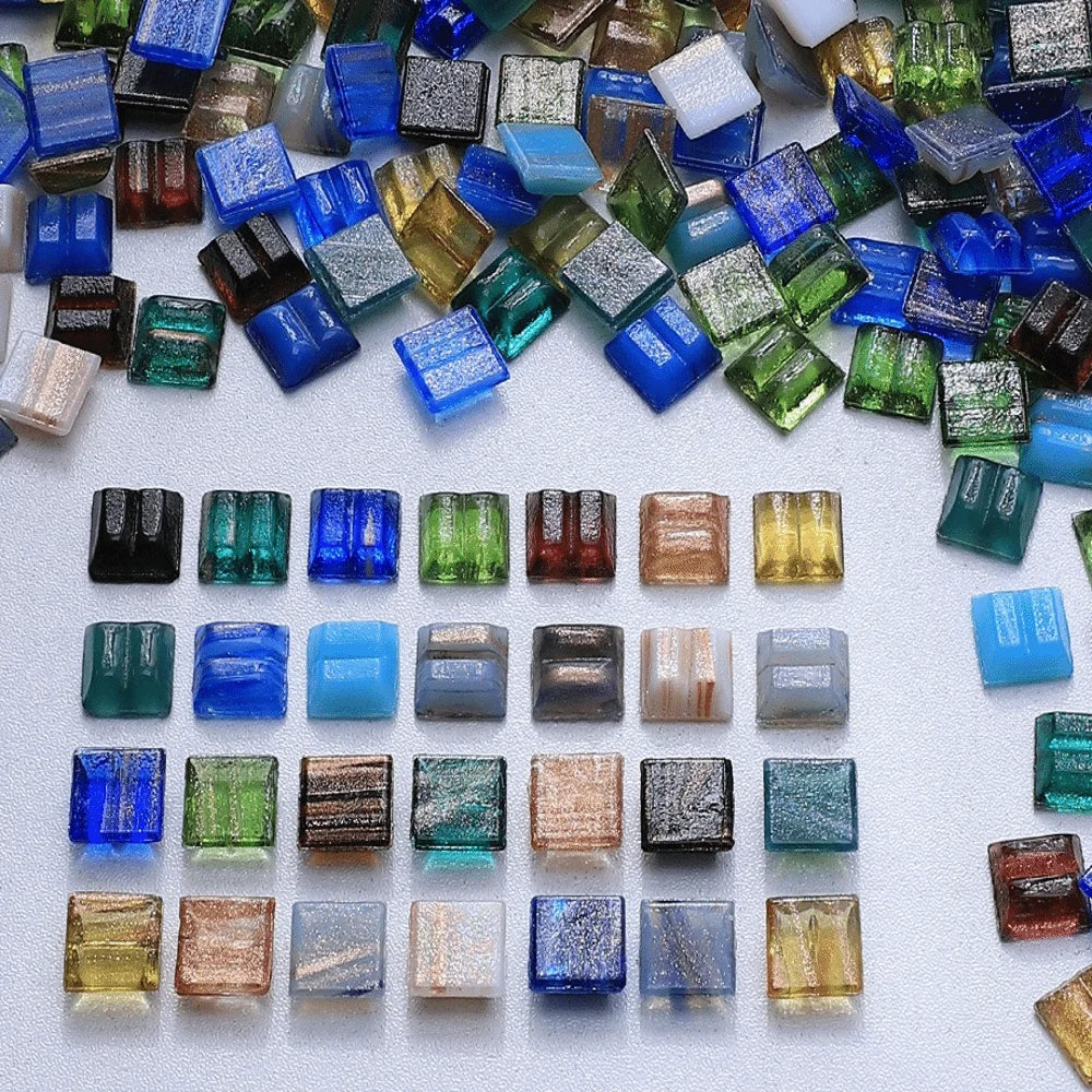 100/140PCS Glitter Glass Mosaic Tiles Square Crystal DIY Craft Mosaic Craft Tiles Nixie 140PCS