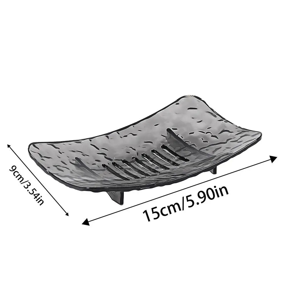 Glacier Pattern Soap Dish with Drain Hole – Clear PET Holder Soap Dish Nixie Gray L