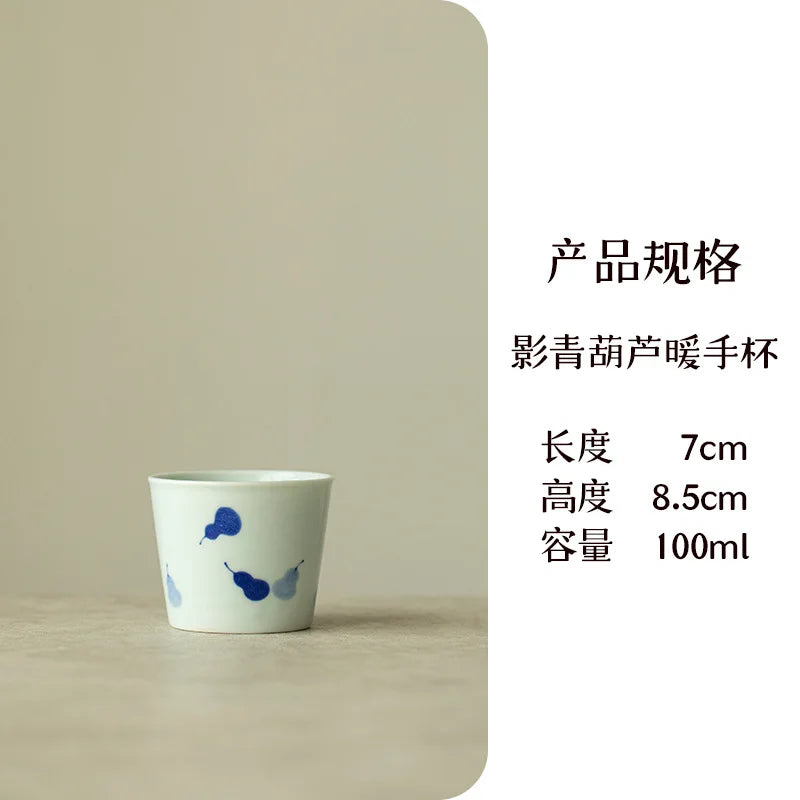 Blue & White Gourd Ceramic Latte Cup | Chinese Style Ceramic Latte Cup Nixie A 7x8.5cm