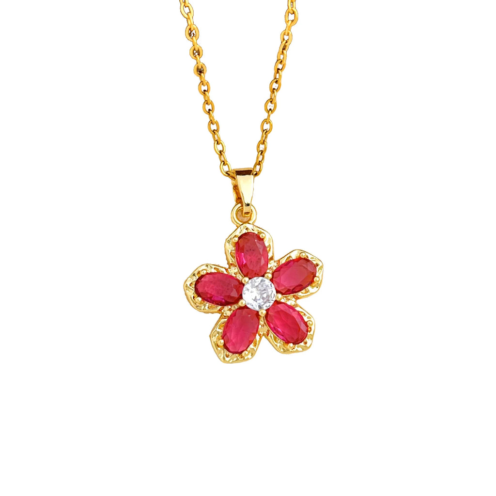 Heart Flower Copper Pendant Necklace – Stainless Steel Chain Pendant Necklace Nixie