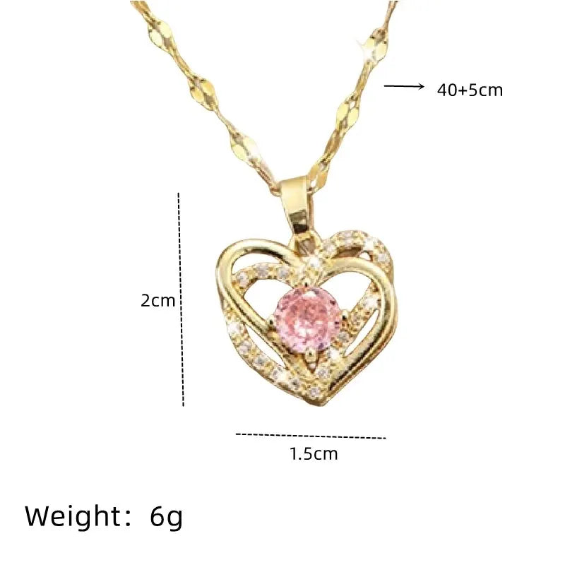 Gold Plated Heart Pendant Necklace – Copper & Stainless Steel