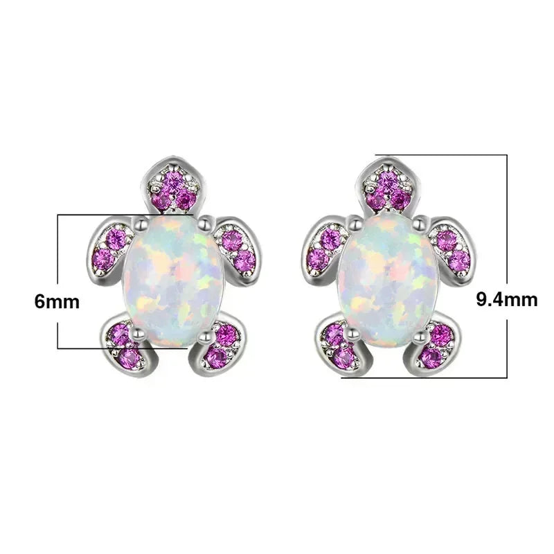 Turtle Stud Earrings – Zinc Alloy White Simulated Opal Jewelry Fashion Stud Earrings Nixie