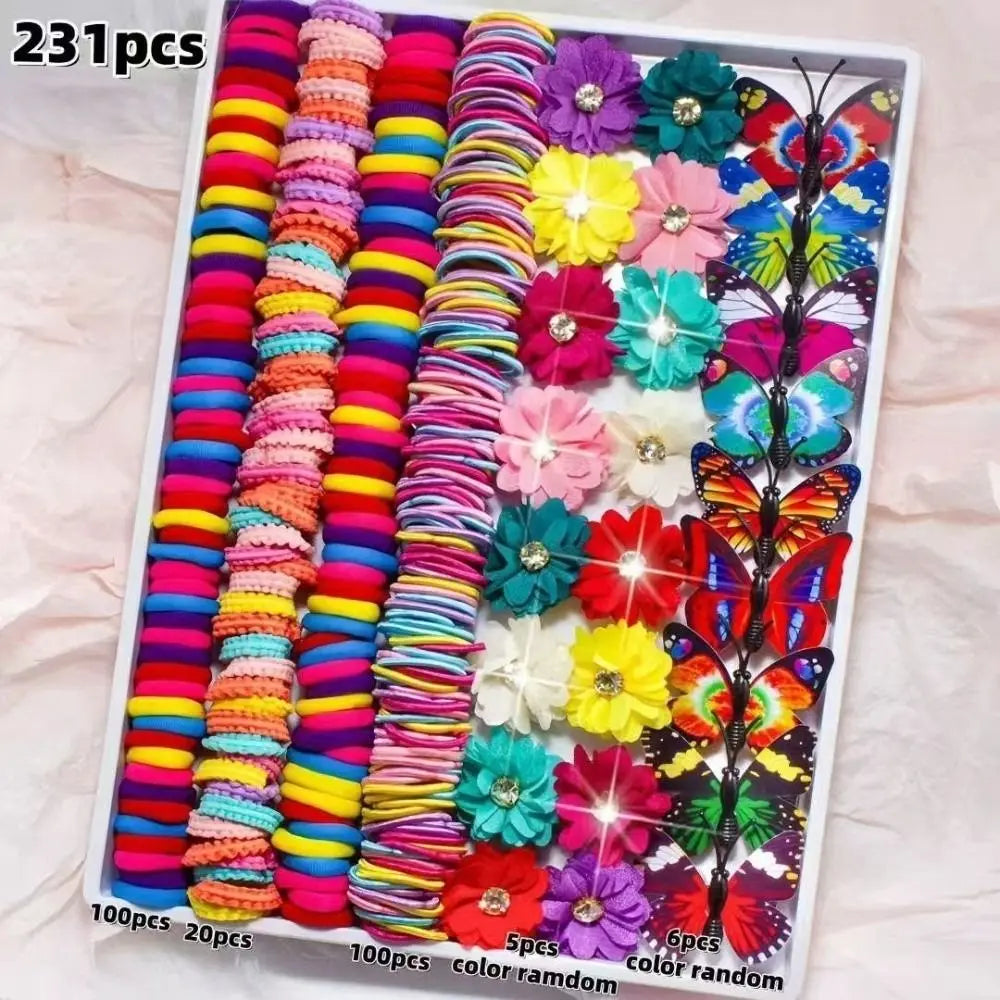 Girls Colorful Elastic Hair Accessories Set – Bows & Clips Girls Hair Accessories Nixie