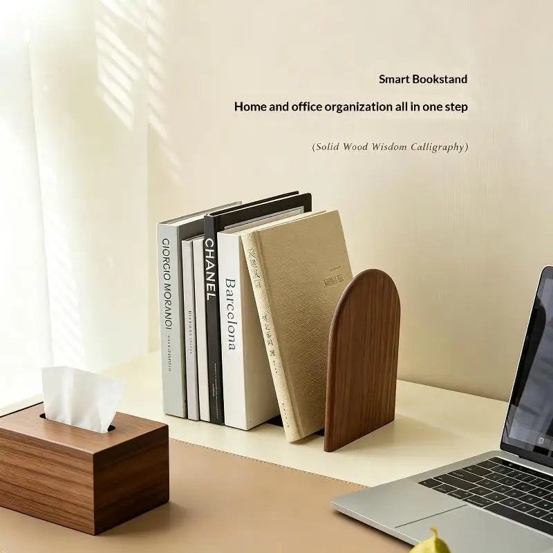 Walnut Wood Bookend Desktop Book Stand – Home Office Organizer Desktop Book Stand Nixie