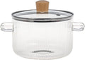 FEB.WIND 1.6L Glass Soup Pot with Lid & Wooden Handle Glass Cooking Pot Nixie 1 pcs