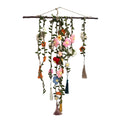 Boho Floral Crochet Macrame Wall Hanging – 32in Handmade Art Macrame Wall Hanging Nixie red