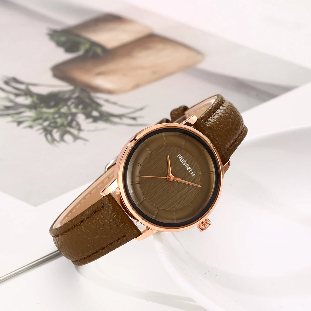 REBIRTH Square Quartz Watch – Unisex Minimalist Leather Band Quartz Wristwatch Nixie