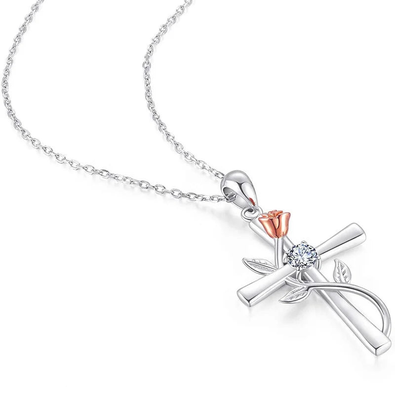 Women's Silver-Plated Flower Love Symbol Pendant Necklace Pendant Necklace Nixie