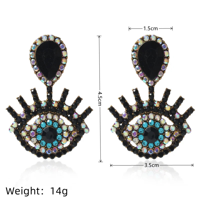 Women's Geometric Drop Earrings – Full Diamond & Colored Glass Drop Earrings Nixie XL1515-1