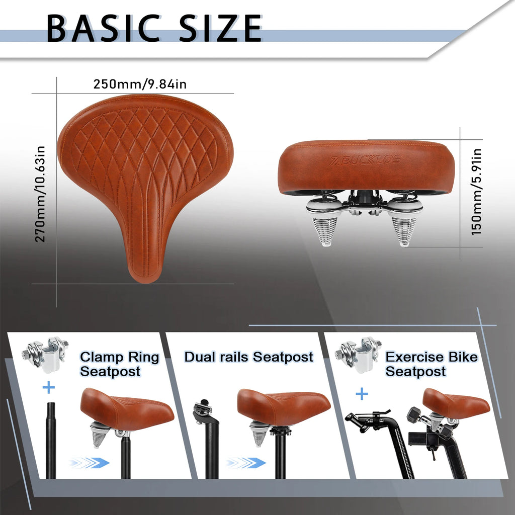 BUCKLOS Wide Ergonomic Bike Saddle – Cushioned MTB & Road Seat Bike Saddle Nixie