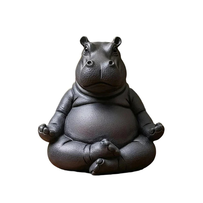 Yoga Hippo Statue – Handcrafted Resin Hippopotamus Figurine