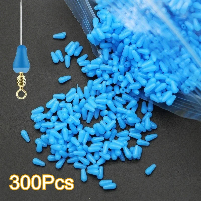 300pcs Rubber Fishing Float Stoppers & Space Beans – Blue Oval Fishing Float Stoppers Nixie