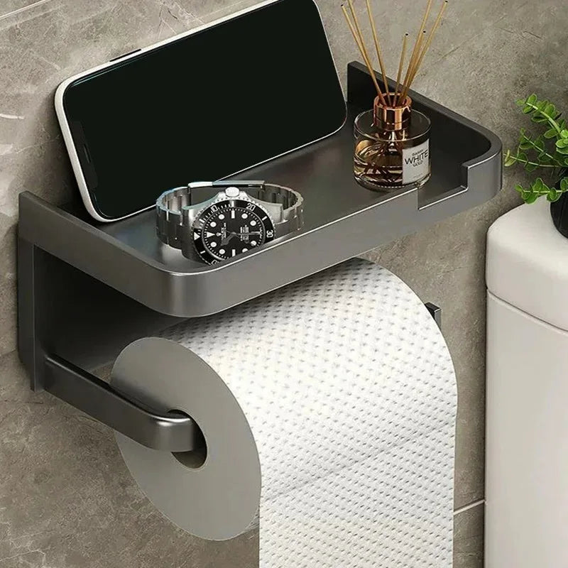 Wall-Mount Toilet Paper Holder & Storage Rack – ABS Plastic