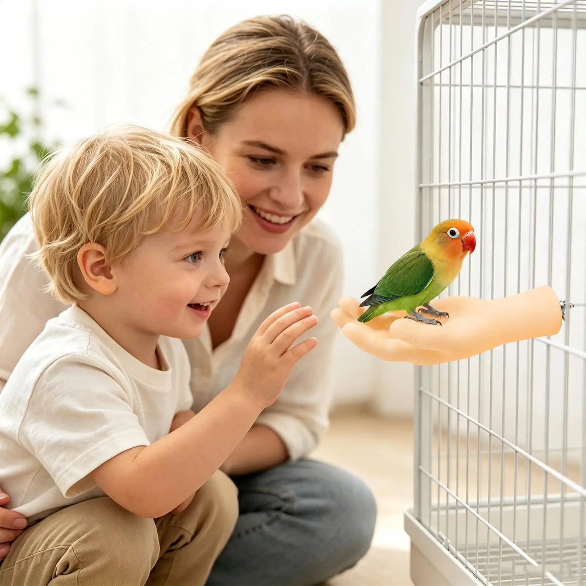 Simulated Hand Bird Perch – Anti-Bite Training Stand for Parrots
