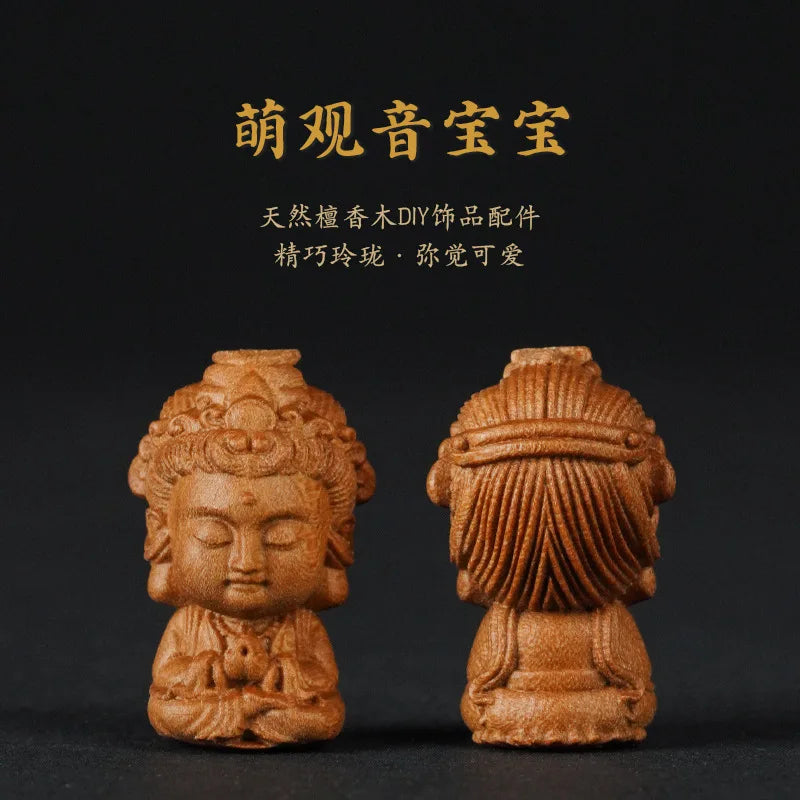 Natural Sandalwood Wooden Bead Bracelet – Baby Guanyin Pendant Wooden Bead Bracelet Nixie