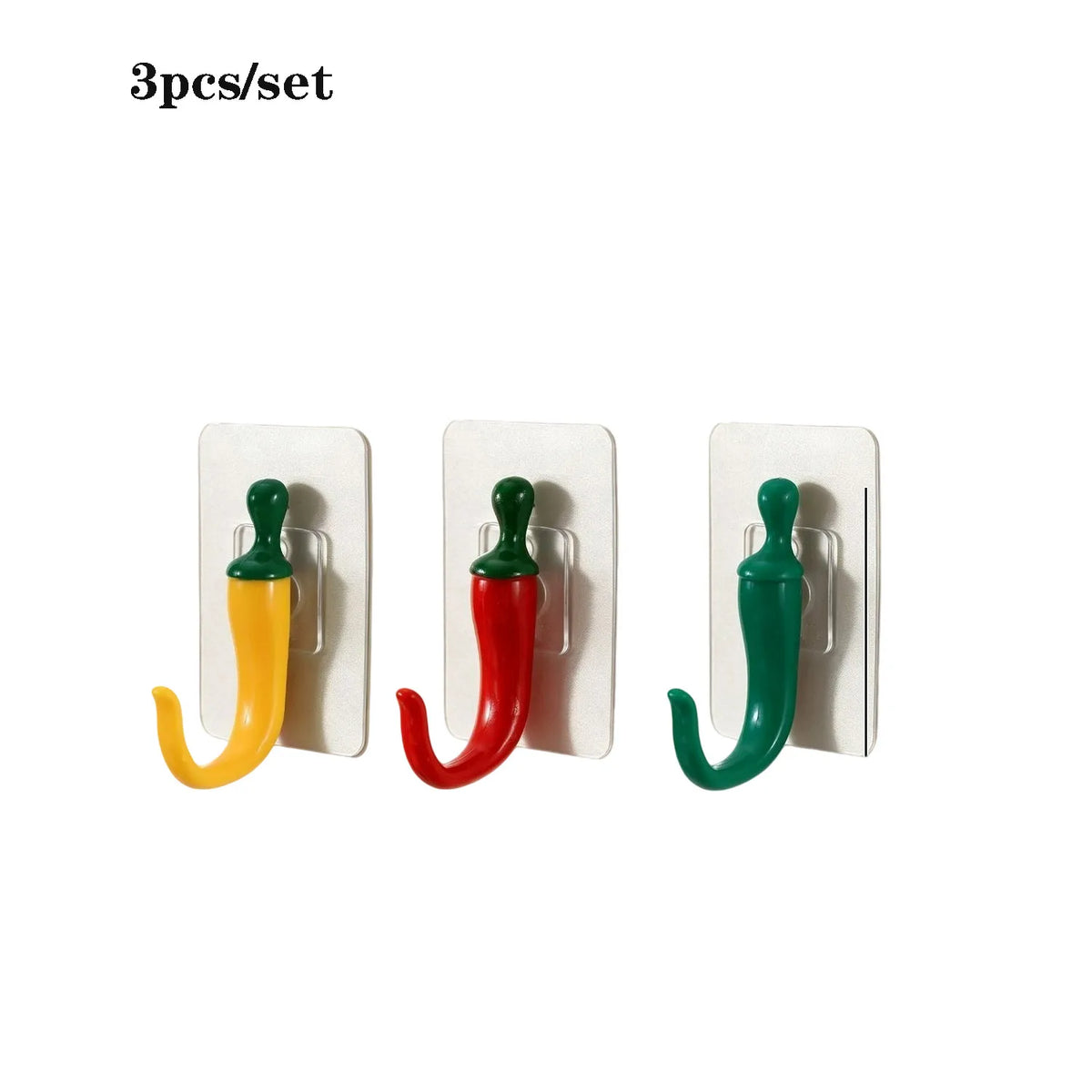 3pcs Chili Shape Self-Adhesive Wall Hooks – No Drill Decor Adhesive Wall Hooks Nixie MULTI One size
