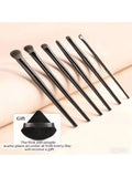 7-Piece Makeup Brush Set + Powder Puff – Travel-Ready Kit Makeup Brush Set Nixie 7pcs