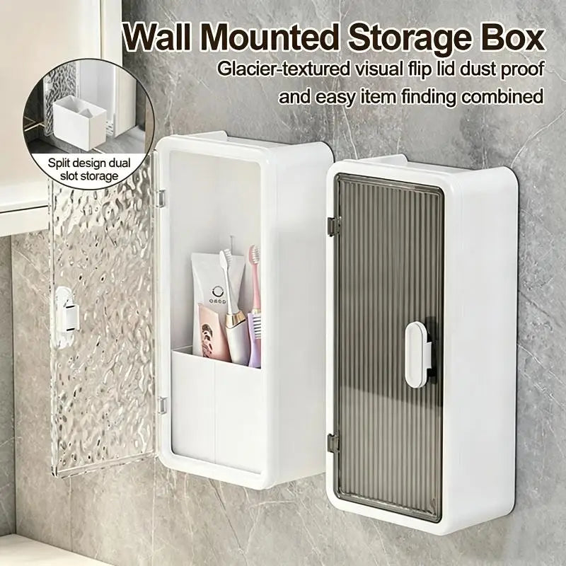 Wall Mounted Bathroom Toothbrush & Toiletry Organizer