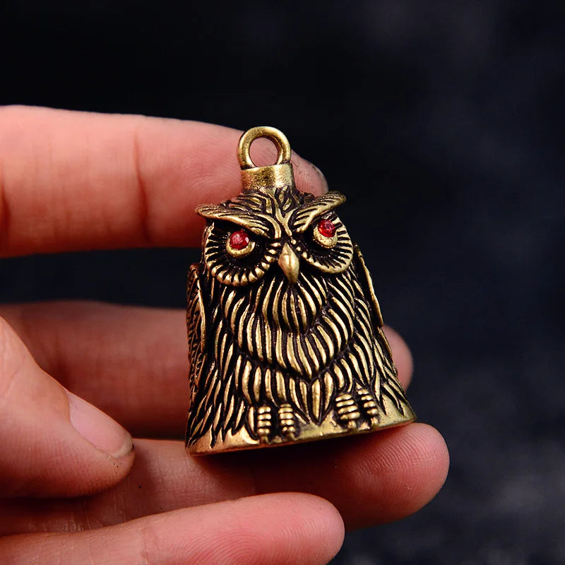 Vintage Owl Brass Bell Keychain – Feng Shui Car Pendant Brass Bell Keychain Nixie Default Title