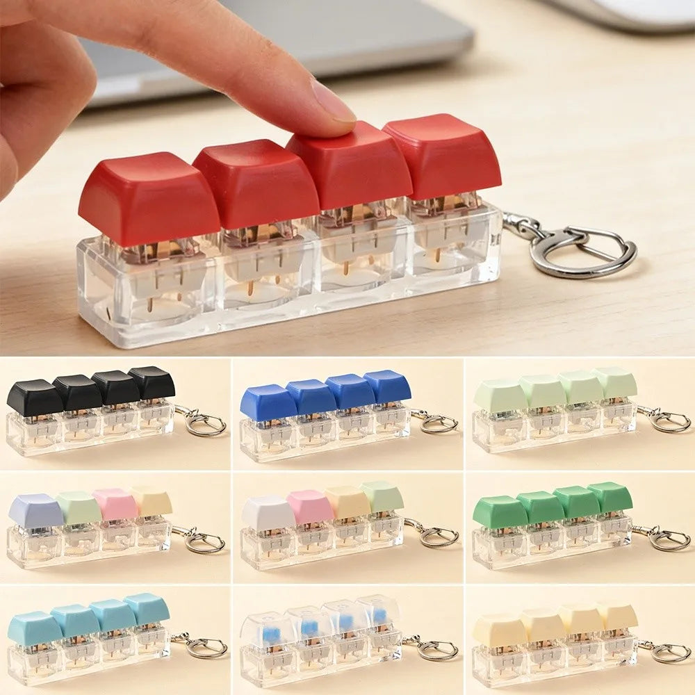DIY Keyboard Fidget Keychain Clicker Button Keycap Toy