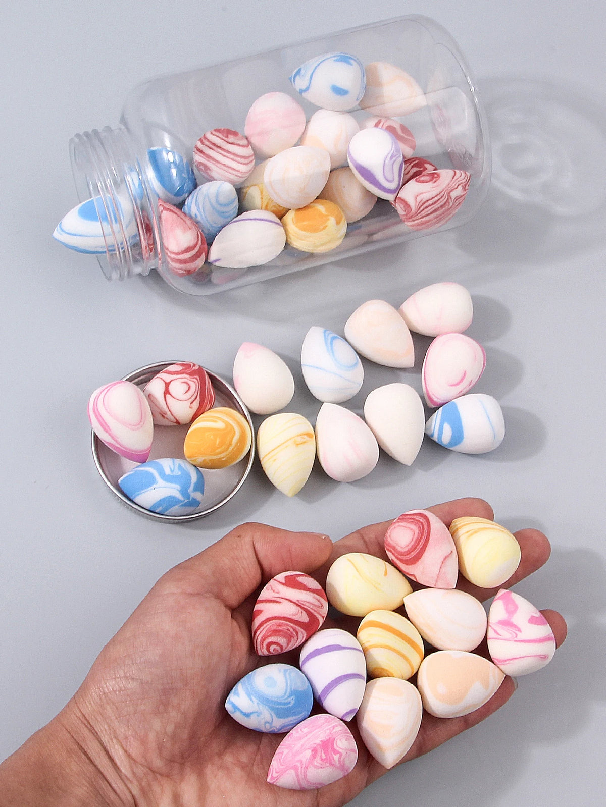 40PCS Marble Mini Makeup Sponge Set with Storage Jar | Nixie Makeup Blending Sponge Nixie