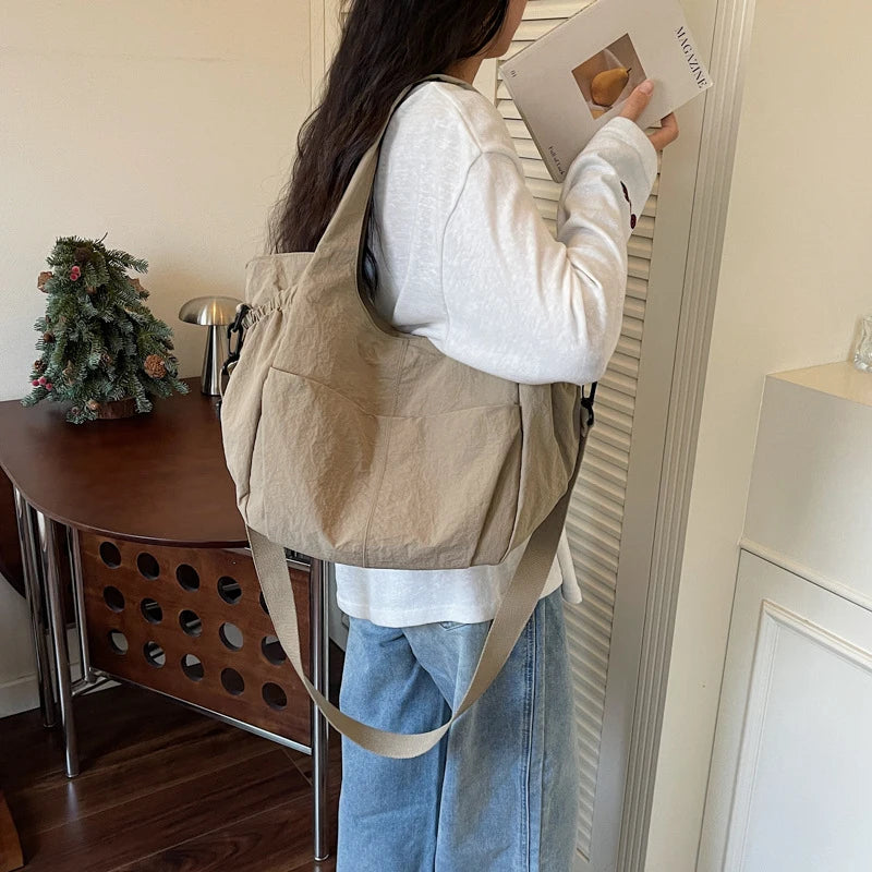 Korean Canvas Drawstring Bucket Bag – Retro Crossbody for Women Canvas Crossbody Bag Nixie