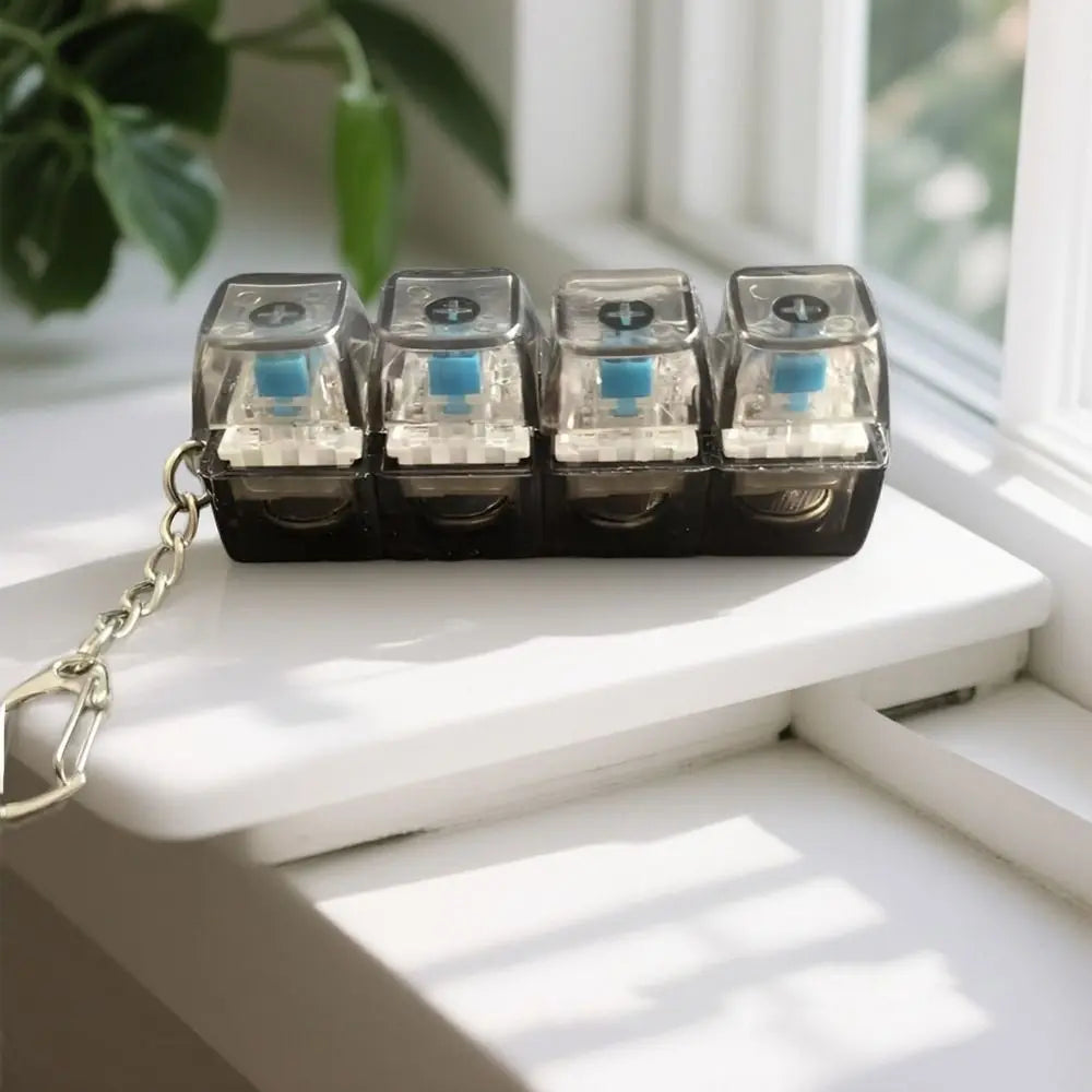 LED Keyboard Fidget Keychain – 4-Key Clicker with Color Lights Fidget Keychain Toy Nixie