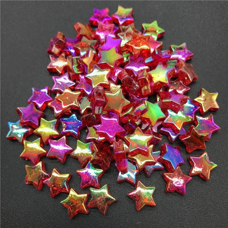 20Pcs Star Acrylic Spacer Beads Rainbow Transparent 11mm DIY Jewelry Acrylic Craft Beads Nixie