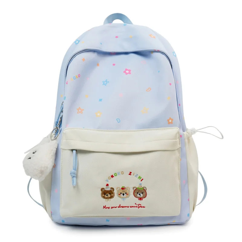 Cartoon Dog Embroidery Backpack – Large School Bag for Girls Embroidery Backpack Nixie