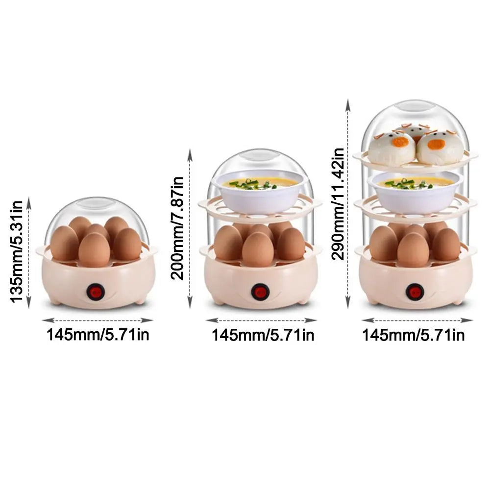 Portable Auto Shut-Off Multi-Layer Egg Boiler with Measuring Cup Electric Egg Cooker Nixie